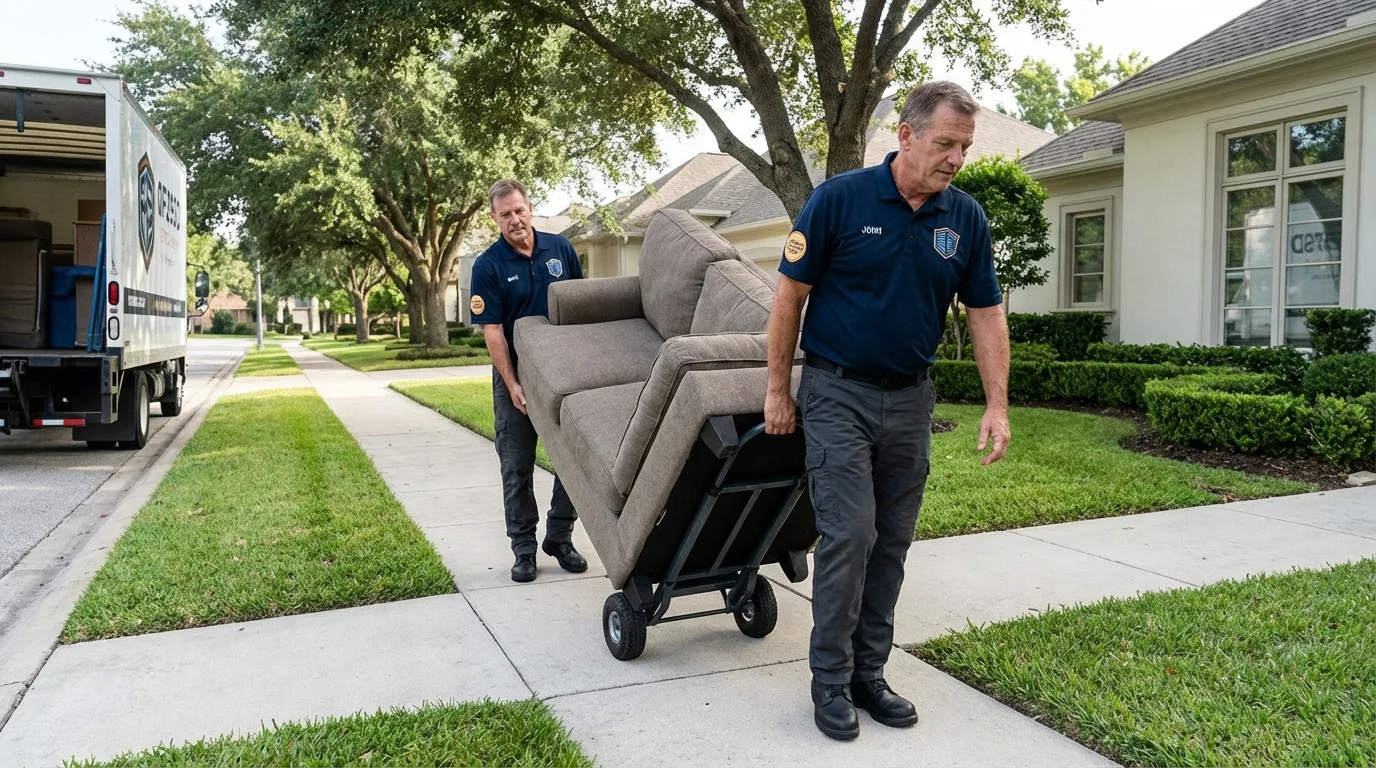 Local residential moving crew loading furniture in Eastport, NY